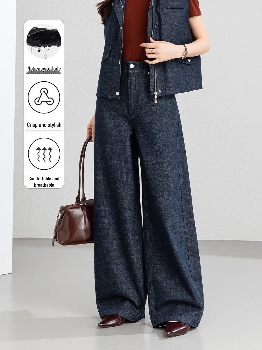 

Xinge 2026 High-Waisted Wide-Leg Jeans - Versatile Casual Spring Skirt Pants for Women 27 джинсовый синий