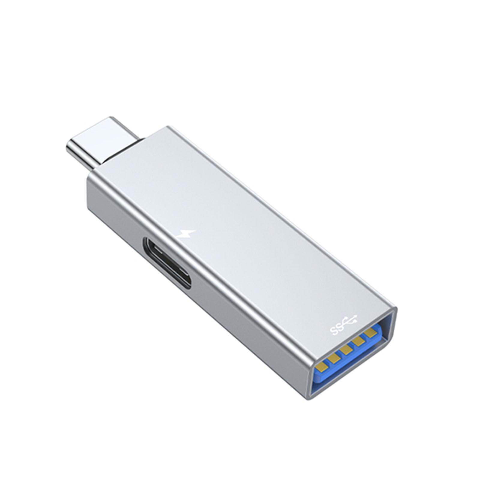 

Тип C на USB-гнездо + Тип C-гнездо (Доставка энергии) Адаптер USB Мышь, клавиатура, кард-ридер и многое другое серебряный