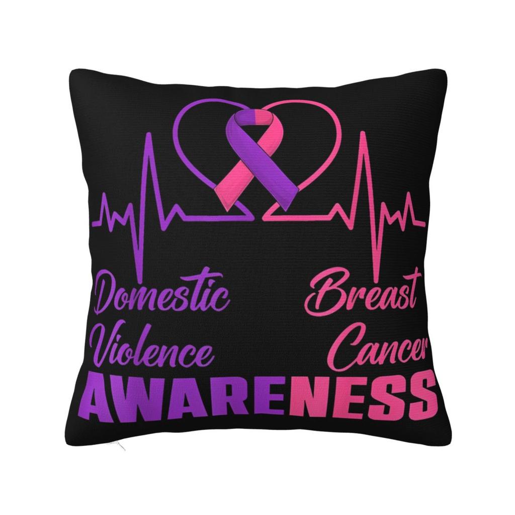 For Breast Cancer Support With Pink Ribbon Pillowcase Polyester Cushion Cover Decor Throw Pillow Case Cover Home Zipper 4040cm