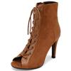 Mode Peeptoe Sommer Frühling Stiefeletten für Damen Sexy Absätze Jazz Tanzschuhe Damen Schnürschuhe Schwarz Rot Leopard Partyschuh Weiblich