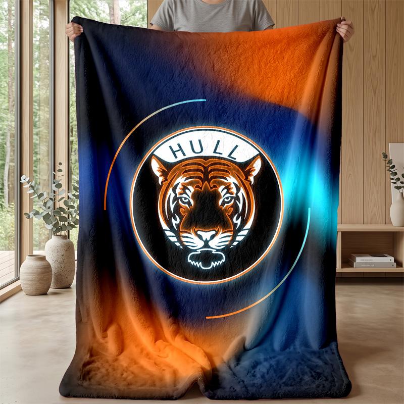 Coperta in Flanella con Stampa Hull City Football, Morbida Calda Leggera Coperta Plaid per Divano Letto Campeggio