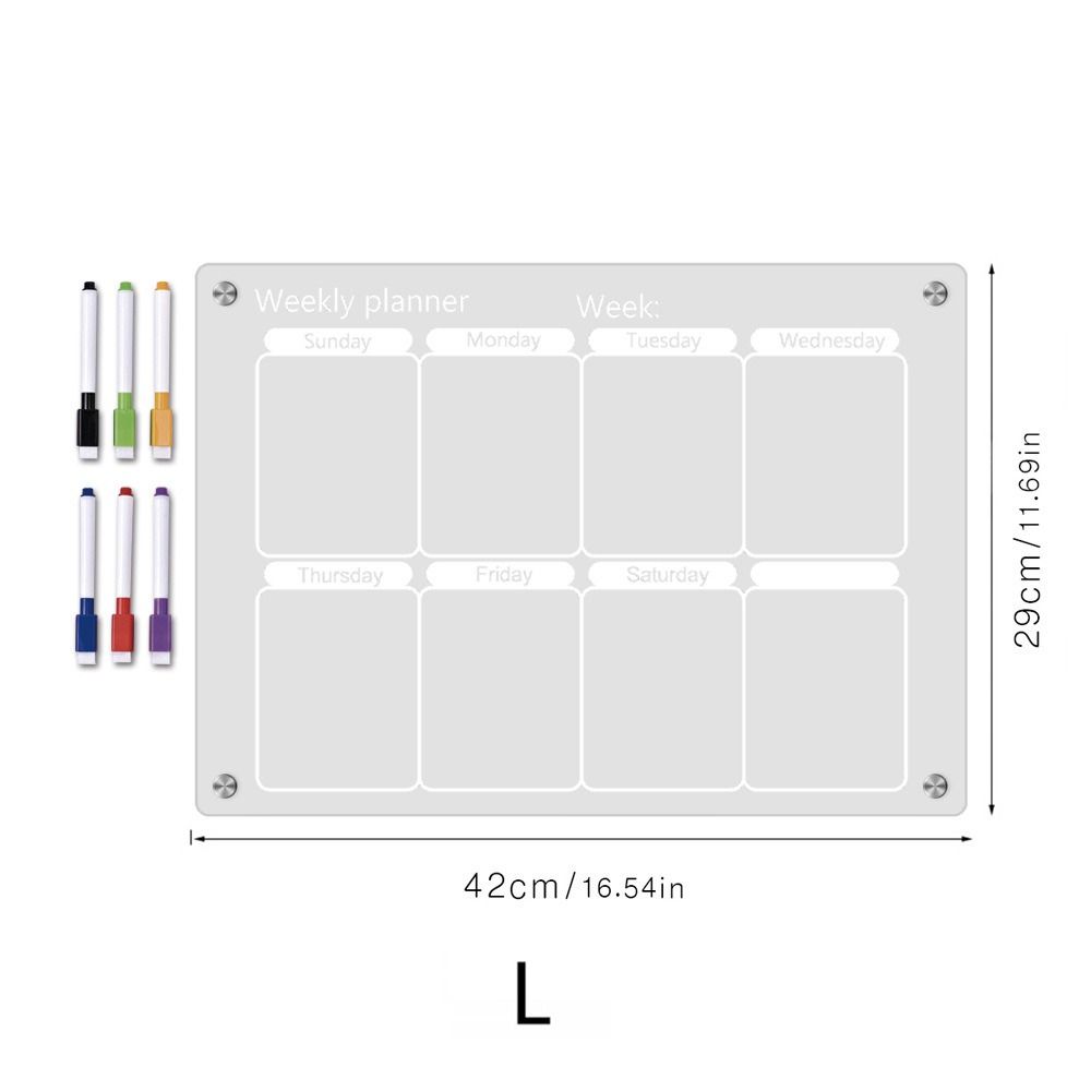 6 Markers Acrylic Erase Boards Clear Planning Note Board Premium Monthly Calendar Memo  School