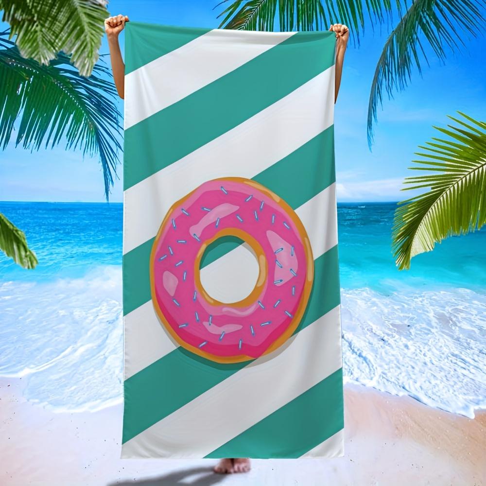 

1pc Donut Print Microfiber Beach Towel, Soft & Quick-Dry, Contemporary Style, Oblong Shape, Lightweight & Super Soft, W40*H60(CM)