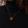 French Fashion Retro Niche Love Design Holiday Feng Shui Drop Glass Stone Pendant Titanium Steel Gold-Plated Necklace Jewelry