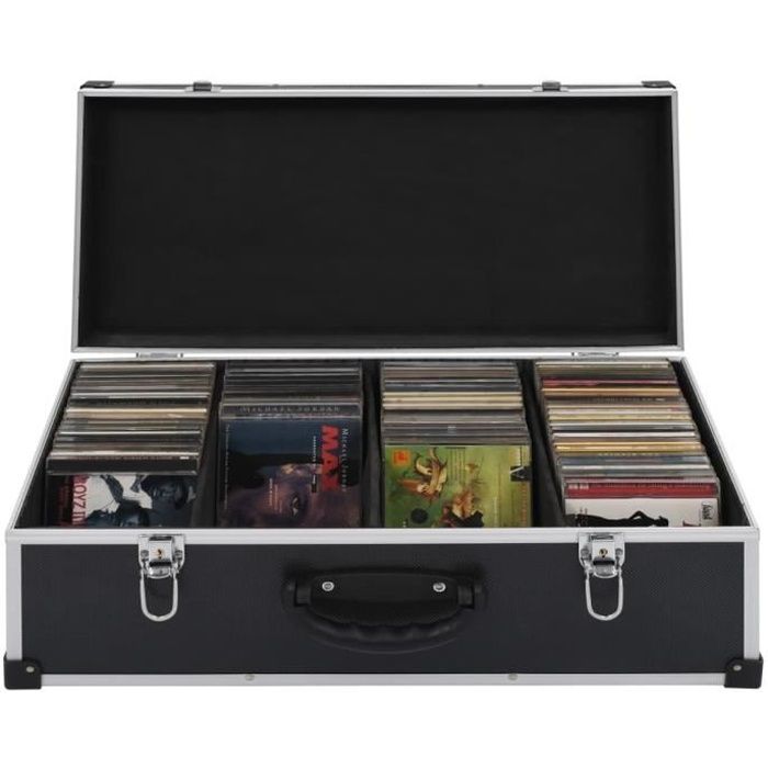 CD Case - VIDAXL - Aluminum ABS Black - Contemporary - Design - Wood Look