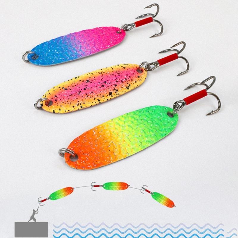 Metal Spoon Fish Lures Fishing Spinner Baits Casting Baits Metal Construction Curved Fishing Lures Sequins Baits Set