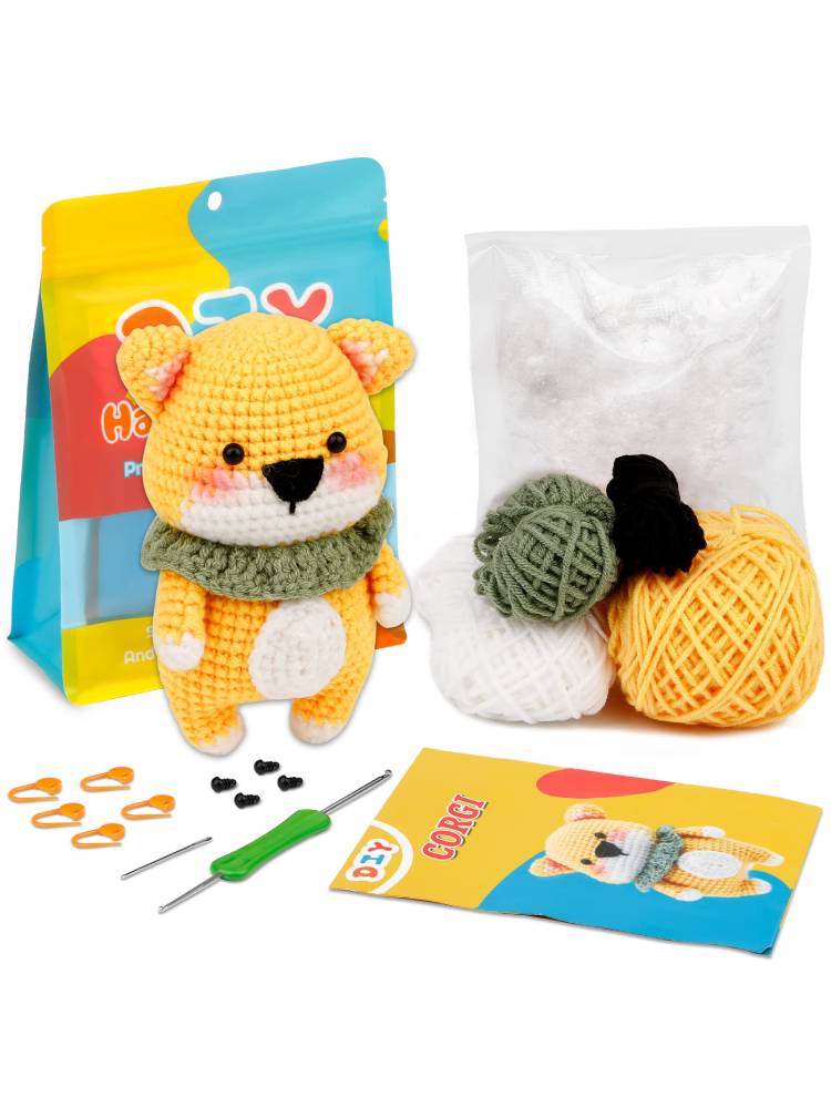 

Набор для вязания крючком для начинающих Fenrry «Сделай сам» для милых собак. Стартовый набор с клубками пряжи, крючками для вязания, маркерами петель, спицами и инструкцией.