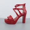 Big Size 32-43 Block Heel Platform Sandals Women Wedding Shoes Summer High Heels Gladiator Sandals Patent Leather Sandals