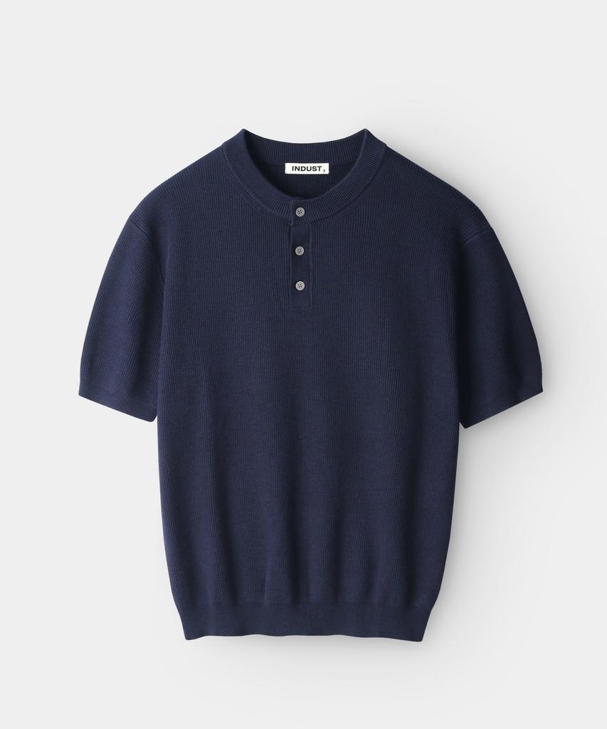 INDUST Crop Muscle Henley Neck Half Knit_4 Colors