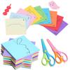 Paper Cutting Scissors Set 96Sheets Colorful Papers with Scissors Available DIY Handmade Craft Props School Artclass Rewards ZYF