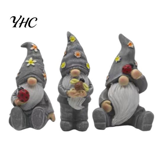 Pastorala Blomster Svamp Figurer Halloween Trädgårdstomte Figur, Vintage Alv Dvärg Staty Inomhus Balkong Dekorationer för Uteplats Gård, Vattentät