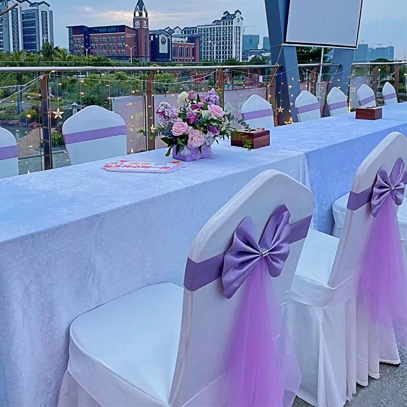 1PC Elastic Party Multiple Colors Ornament Polyester Decorative Chair Back Flower Wedding Decoration Mesh Romantic Accessories