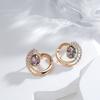 New  Rose Gold Color Drop Earrings For Women Unusual Colourful Natural Zircon Flower Earrings Fashion Vintage Jewelry