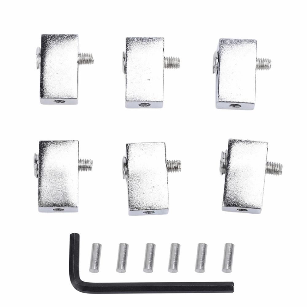 6PCS Metal Guitar String Locking Nut Black/Silver Headless Electric Guitar Parts Electric Guitar