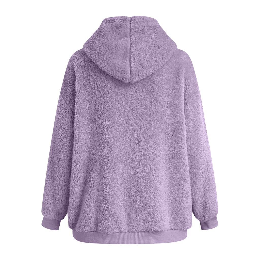 Women's Winter Fleece Windproof Zip Drawstring Front Pocket Outdoor Jacket Fleece Jacket