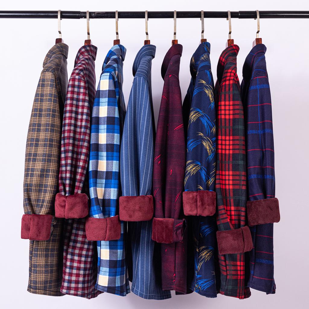 Men's Long-sleeved Double-sided Fleece Plaid Shirts Winter New Plus Fleece Thickening Warm Business Casual Fashion Male Clothes