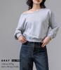 DAYCLOSET Pullover Short Medium Cold Tops2145 Women's One-Shoulder Sweatshirt, 2-Way, Length, Weight, Weather, Spring, Autumn, Winter, (JP, Alphabet,