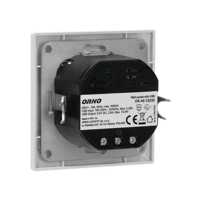 Single Socket 2P+Z Usb-A + Usb-C Output - On-Ae-13232