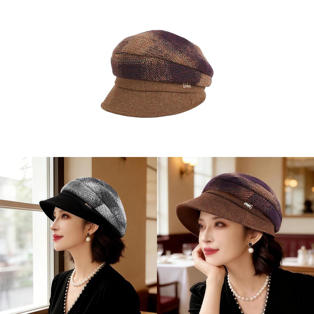 Fashionable Wool Mix Round Top Beret With Short Brim For Spring And Fall