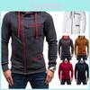 Cozy Men's Autumn Winter Hoodie Hooded Sweatshirt With Drawstring And Full-zip Closure