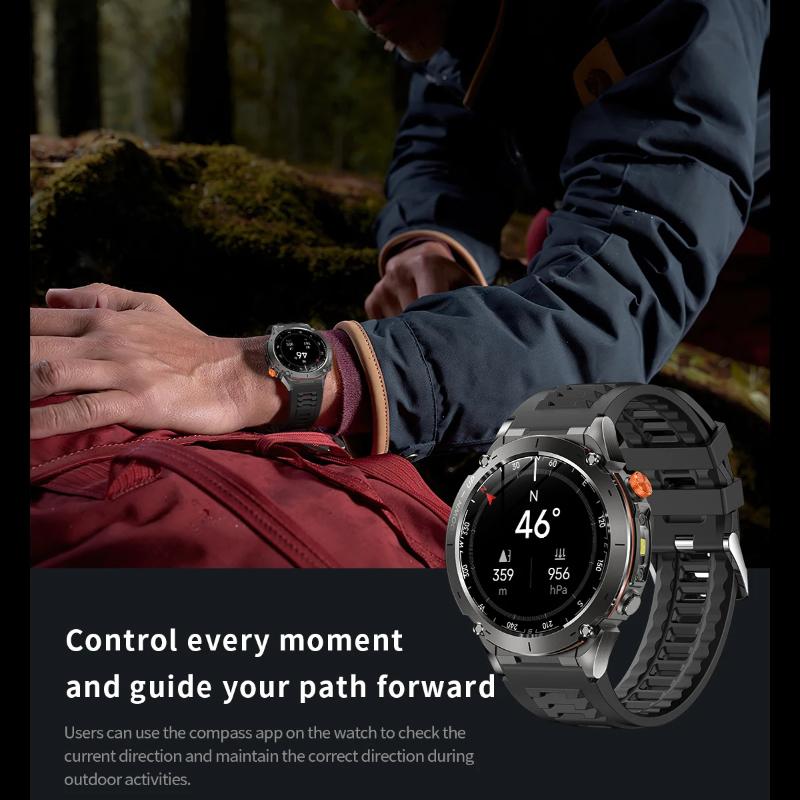 2025 New Outdoor GPS Smart Watch 1.43" AMOLED 10ATM Waterproof Bracelet Compass Sports Tracker BT Call Smartwatch Men For Xiaomi IOS