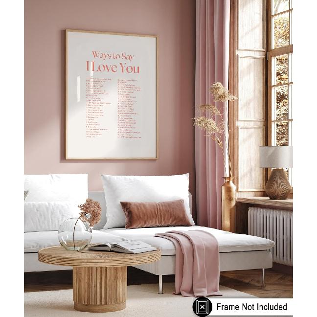 Vintage Typography Poster - Retro Pirational Print - Ways To Say I Love You, Valentine’s Day, Romantic, Quote - 8x10 UNFRAMED Wall Art - Gift for