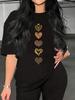 Women's Summer Casual Round Neck T-shirt - Short Sleeve, European & American Style