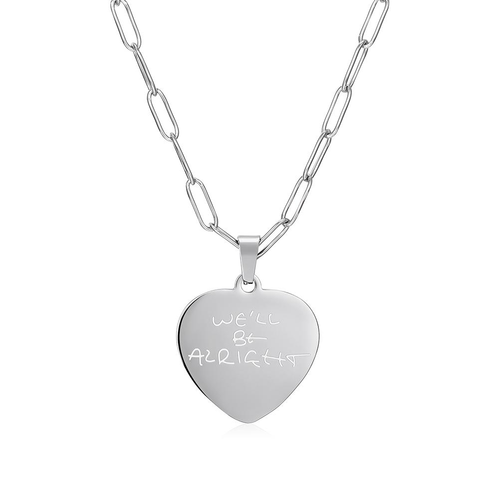 

Stainless Steel We ll Be Alright Necklace Harry Heart Pendant Jewelry Gift for Women Girls Fans
