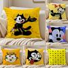 Cute and Classic Animation FFelix the Cats Cushion Cover Pillowcase Antidustmite Invisible Zipper Short Plush Sofa Cushion