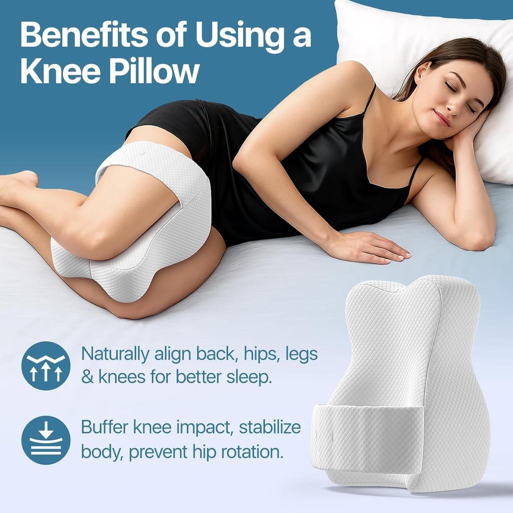 Memory Foam Knee Pillow Orthopaedic Leg Pillow Sleeping Orthopedic Sciatica Back Hip Joint for Pain Relief Thigh Leg Pad