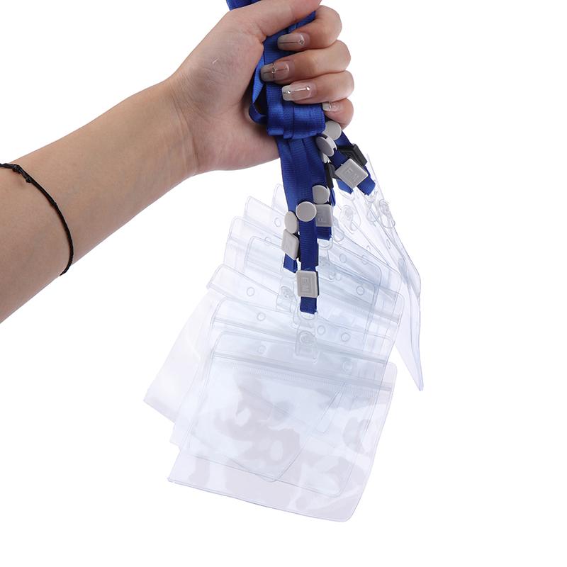 20Pcs Waterproof Sleeve Pouch With Sealing Strip Lanyards Id Badge Holder Plastic Protector Case Clear Pvc Name Plate Card Bag