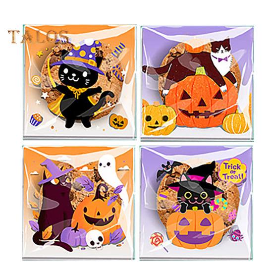 100Pcs Halloween Self-Sealing Clear Candy Bags Transparent Biscuit Packaging Bags Lightweight Reusable Candy Bags Party Supplies