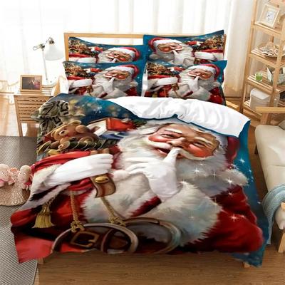 Ložní souprava Santa Claus Povlečení na přikrývku Sada 3D povlečení Digitální tisk Ložní prádlo Velikost Queen Ložní souprava Módní design