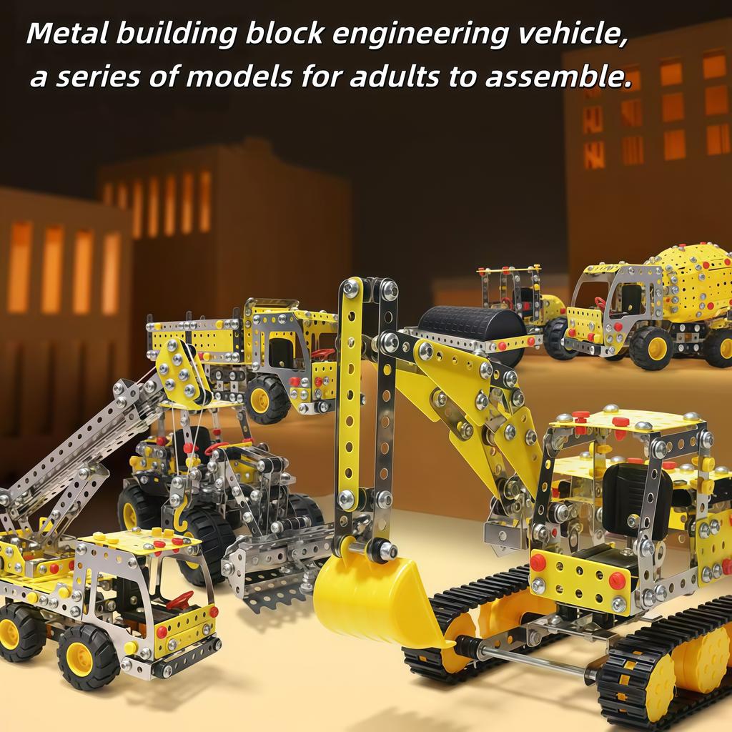 Teenagers Diy Metal Assembly Nut Combination Assembly Disassembly Dinosaur Engineering Vehicle 3D Stereoscopic Model Ornament