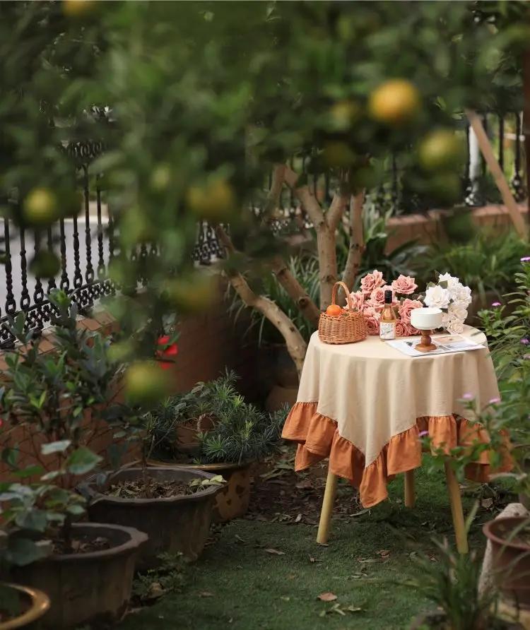 100% Cotton Round Table Cloth Washable Vintage Ruffle Tablecloth For Wedding Party Dining Banquet Decor Living Room Table Cloth