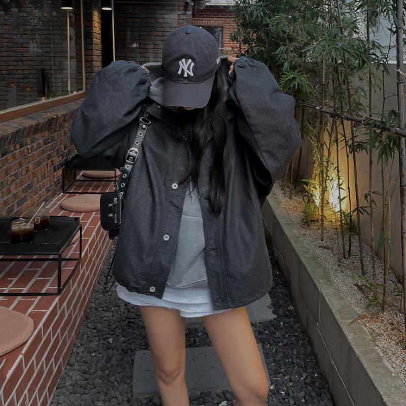 Stand Collar Denim Jackets for Men and Women, Autumn and Winter Loose Workwear Tops, Korean Style Trendy Couple Jackets