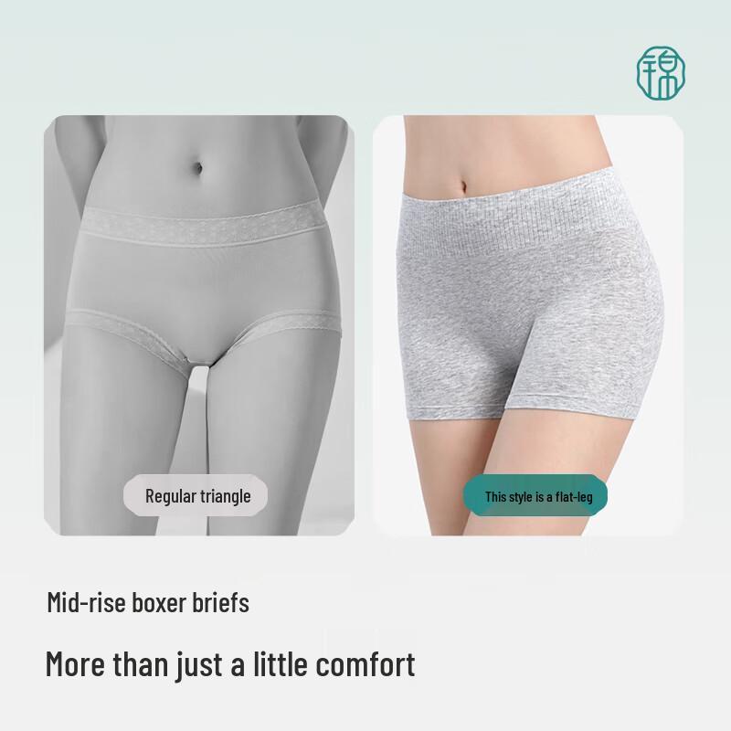 Jindu Women's Mid-Waist Anti-Chafe Cotton Safety Boy Shorts