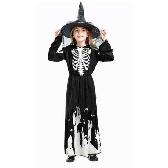 Glow in The Dark Witch Costume Halloween Cosplay Outfit for Kids Unisex Party Performance Robe for Halloween Parties And Festivals