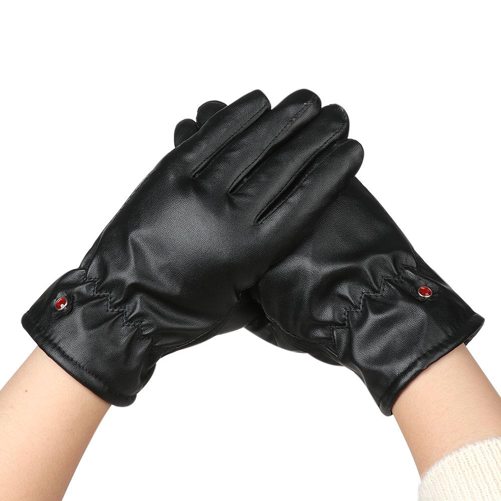 

1 пара женских и мужских зимних перчаток, теплые варежки из искусственной кожи для сенсорного экрана, толстые зимние перчатки, перчатки с полным пальцем