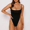 Maiô/Body Preto Quadrado de Corte Alto para Mulheres