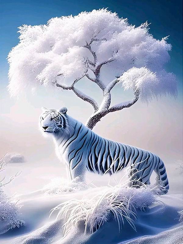 Pintura diamante recém chegados neve branca leão diy quadrado completo broca redonda strass bordado inverno paisagem animais mosaico kits de ponto cruz