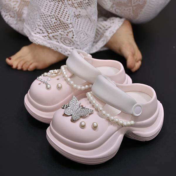 Fashion String Bead Shoes Woman 2025 Slippers For Swimming Pool Cover Toe Pantofle Platform Beach Flat New Slides Shoes Woman 2025 Slipp