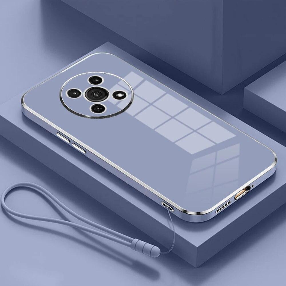 

Чехол для Huawei nova Y90, чехол для телефона Huawei nova Y90 CTR-LX2 CTR-LX1, роскошный противоударный чехол с квадратным покрытием Huawei nova Y90&Case & Strap синий/серый