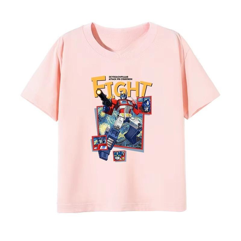 

Transformers Fashion Printed Short Sleeved Tshirt 2026 New Handsome Childrens Round Neck Pure Cotton Summer Parentchild Top S