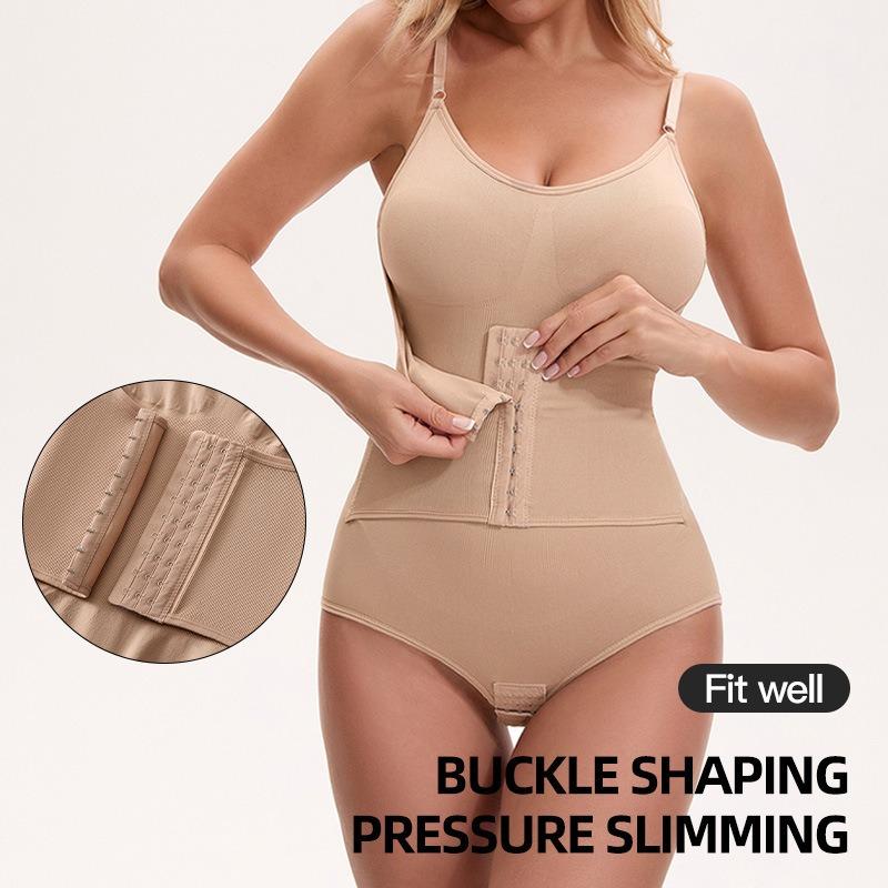 Damen Spaghetti-Träger Knopf Ganzkörper-Formwäsche Bauchkontrolle Taillenformer Bodysuit