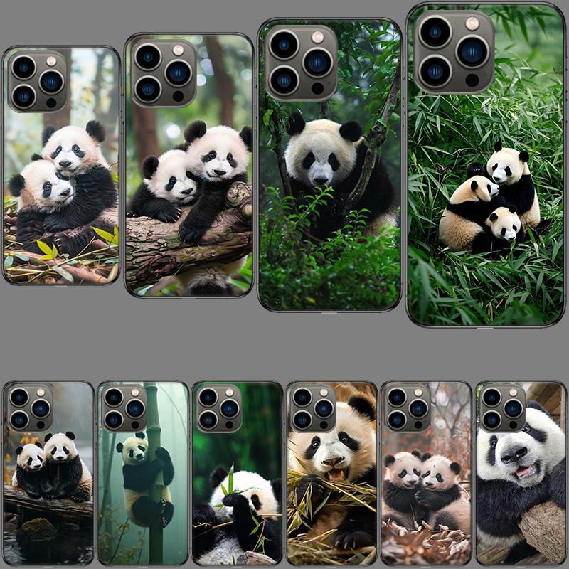 Panda Baby, Giant Panda Family Phone Case For Iphone 16E 15 Pro 14 Plus 17E 16 17 Pro Max Air 11 12 13 Mini Shockproof Capa C