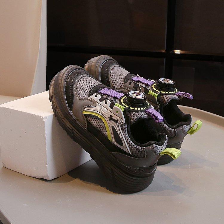 Girls Shoes 2025 Spring New Children's Sports Shoes Medium and Old Children's Rotating Buckle Girls Lightweight Non-slip Dad Shoes