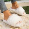 Fashion New Autumn Winter Women Fashion Faux Fur Slippers Solid Color Comfort Indoor Home Slippers Woman Lightweight Warm Fluffy Slides