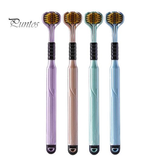 

2 шт. трехсторонняя зубная щетка с мягкой щетиной и эргономичной ручкой для взрослых, портативная зубная щетка для путешествий