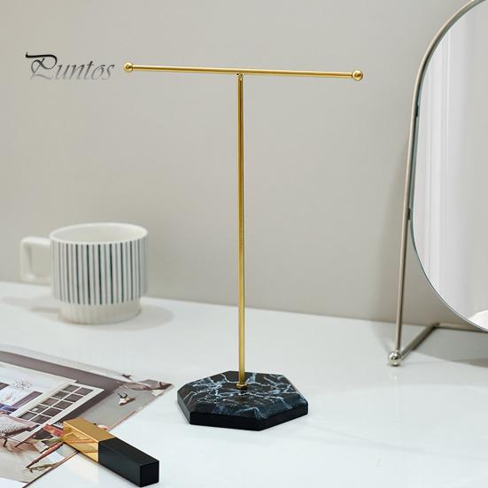 Metal T-shaped Jewelry Display Stand Necklace Holder with Stable Base Necklace Bracelet Storage Rack Jewelry Organizer